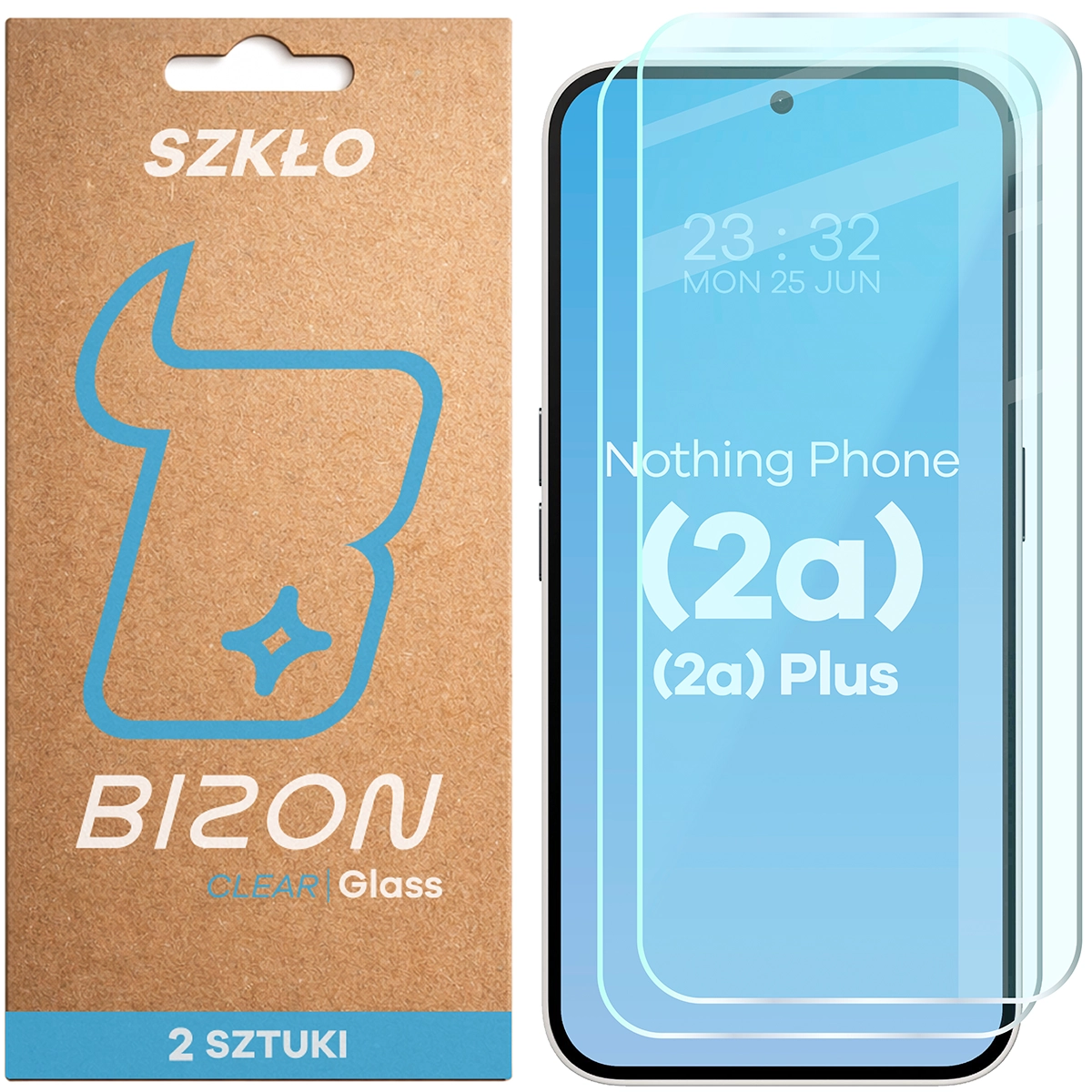 Szkło hartowane Bizon Glass Clear Duo do Nothing Phone (2a) / Nothing Phone (2a) Plus, 2 sztuki